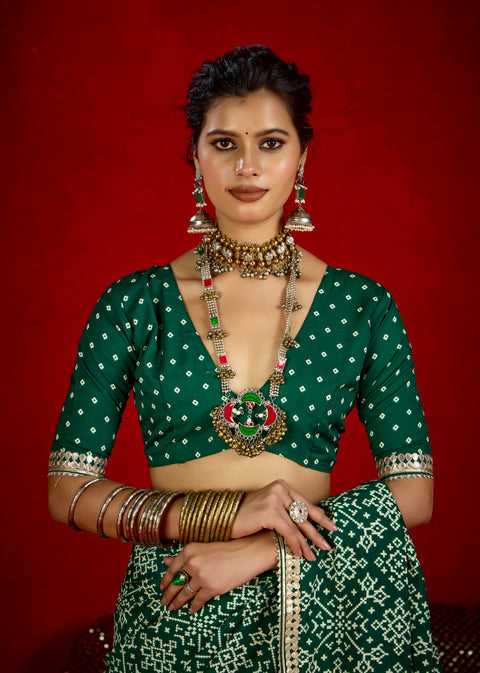 KcPc New Launch Modal Silk Ajrakh Style With Gotapatti Work Saree STR