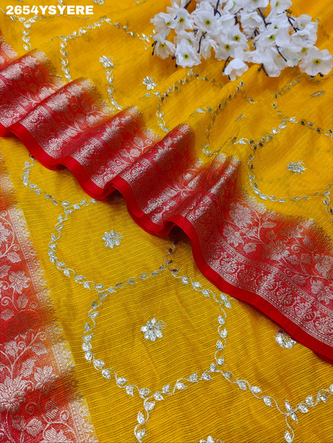 KcPc New Kota doriya Banarasi Style With Gotapatti Work Saree SWA