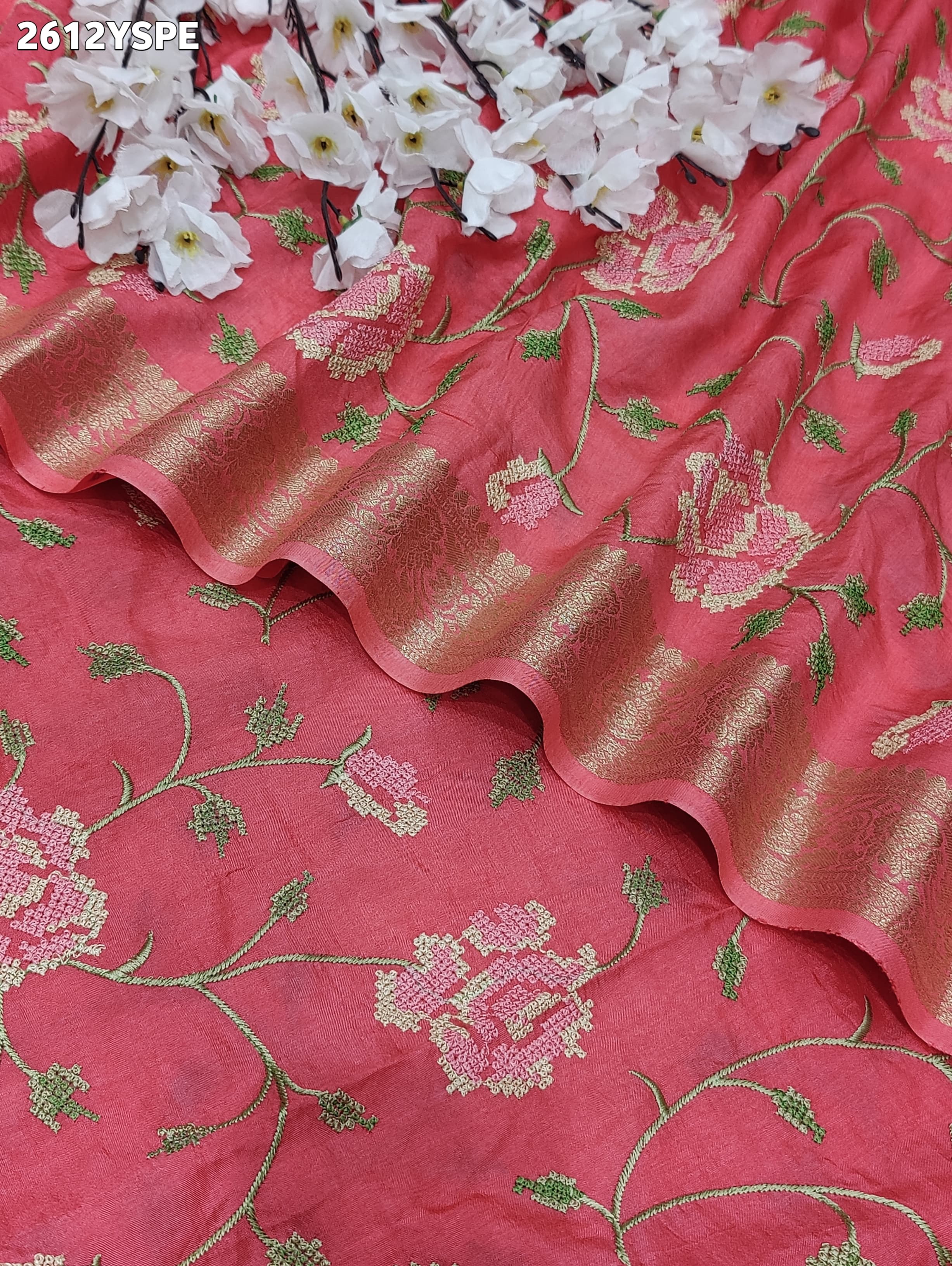 ByNew Spiceal HO Silk Banarasi Style With Kashida Work Saree