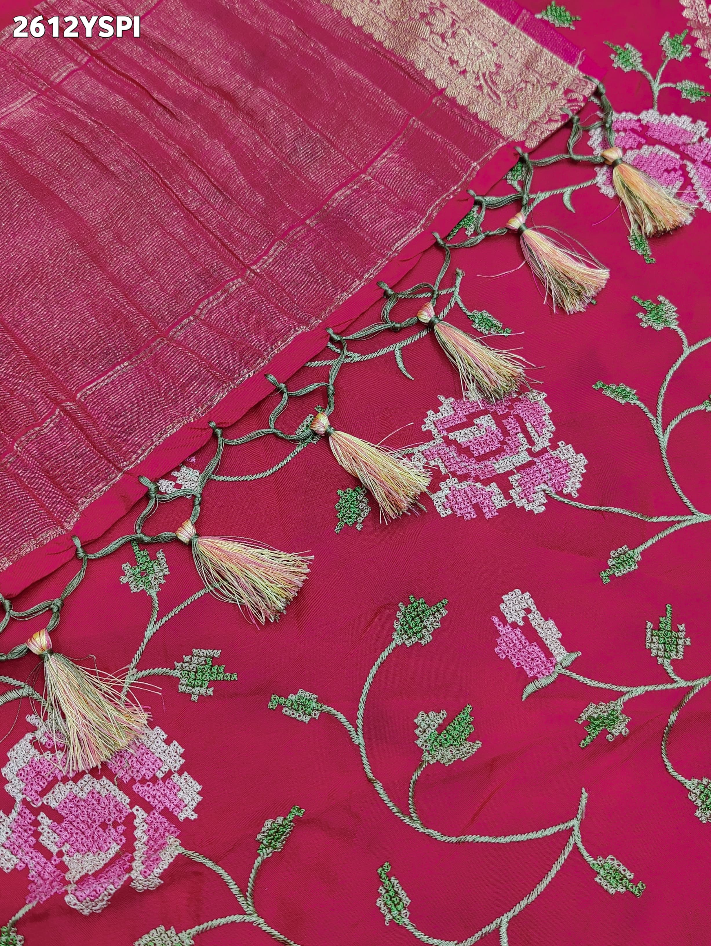 ByNew Spiceal HO Silk Banarasi Style With Kashida Work Saree