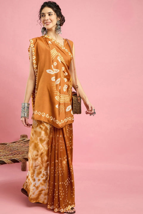 KcPc New Spiceal Creap Silk Bandhani Style With CauselWear Saree APL
