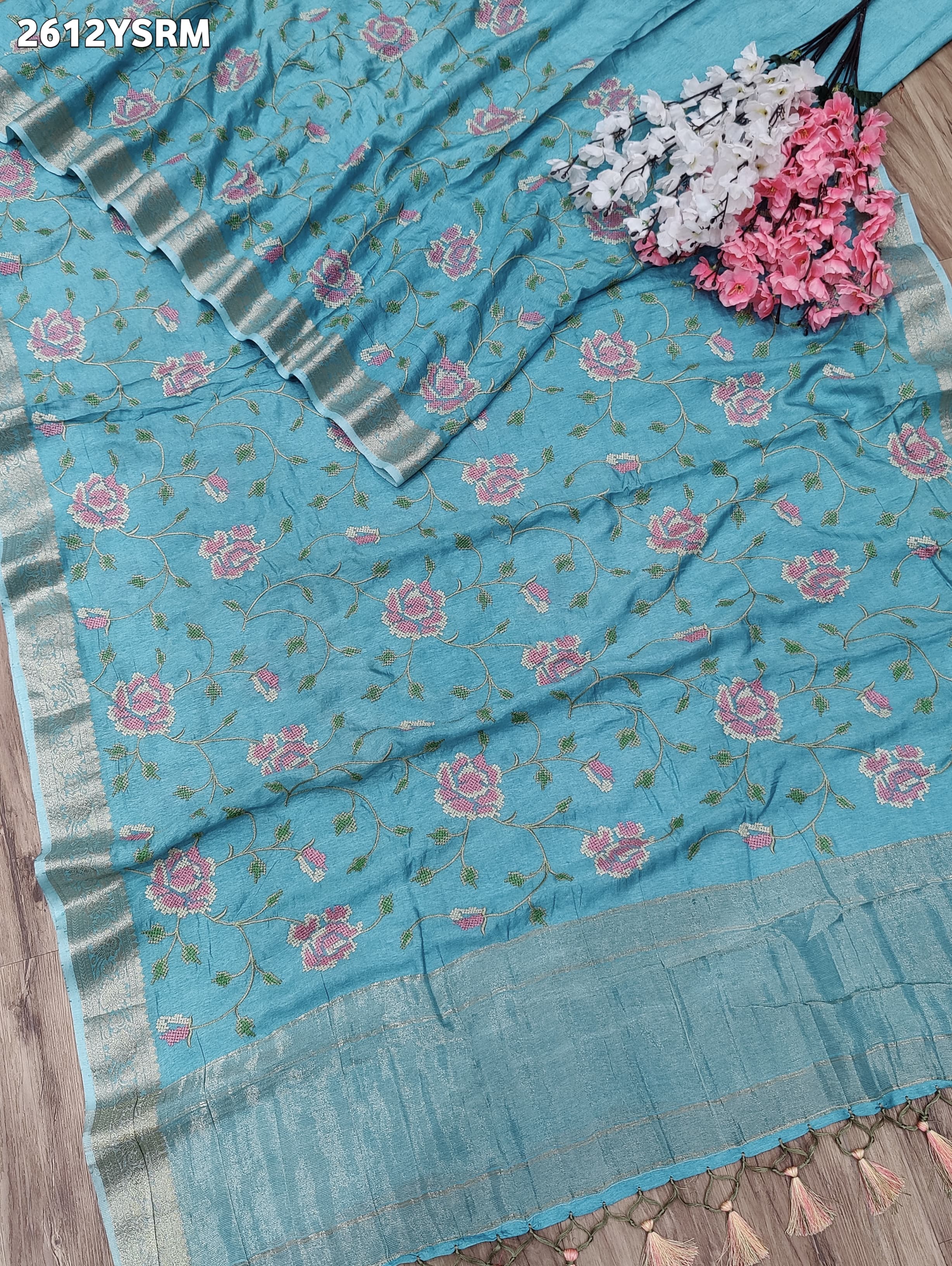 ByNew Spiceal HO Silk Banarasi Style With Kashida Work Saree