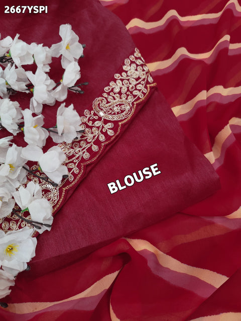 KcPc New Chiffon Leheriya Style With Embroidery Border Work Saree STL