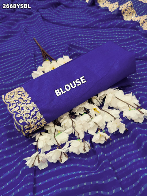 KcPc New Latest Chiffon Leheriya Style With Embroidery Border Work Saree STL