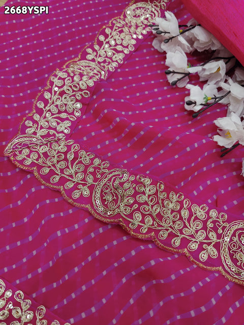 KcPc New Launch Chiffon Leheriya Style With Embroidery Border Work Saree STL