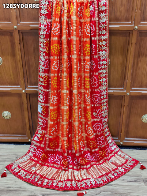 KcPc New Pure Gaji Silk Bandhani Gotapatti Designer Jaipuri Traditional Dupatta SATISH