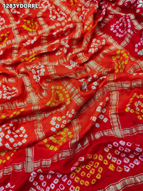 KcPc New Pure Gaji Silk Bandhani Gotapatti Designer Jaipuri Traditional Dupatta SATISH