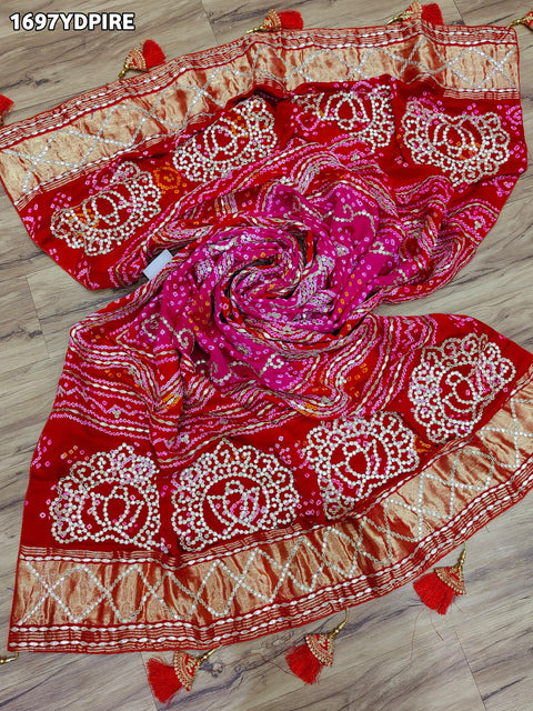 KcPc Latest New Designer Gaji Silk Bandhani Ghatchola Gotapatti Work Dupatta