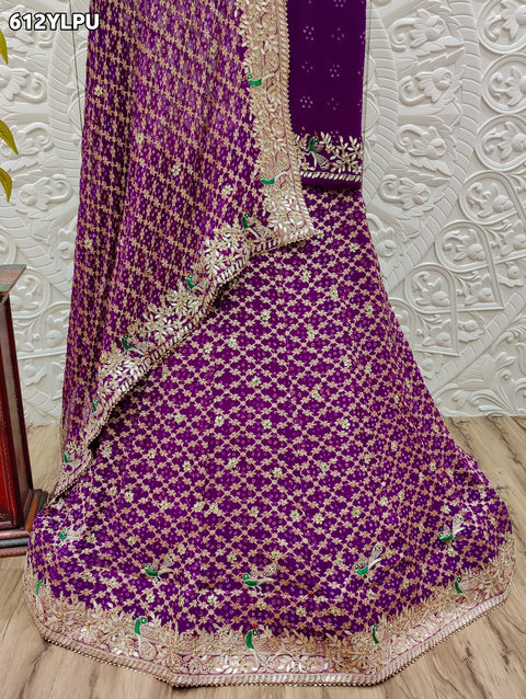 KcPc New Designer Pure Khaddi Georgette Neemjari Bandhej Ghatchola Gotapatti Lehenga  BT