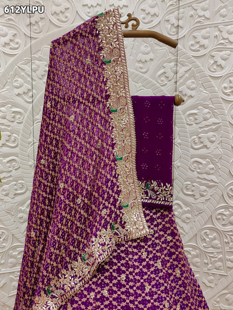 KcPc New Designer Pure Khaddi Georgette Neemjari Bandhej Ghatchola Gotapatti Lehenga  BT