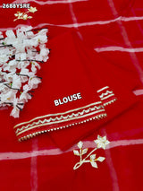 Red saree with gold patterns Organza Leheriya Style With Gotapatti Work 