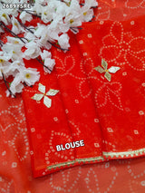  Bright red saree with gold patternsChiffon Bandhani Style With Gotapatti Work Saree