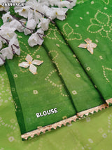  Chiffon Bandhani Style With Gotapatti Work Saree in green colour