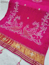 KcPc New Pure Gaji Silk Bandhani Ghatchola Gotapatti Work Bridal Style Dupatta