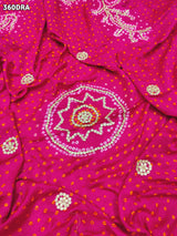 KcPc New Pure Gaji Silk Bandhani Ghatchola Gotapatti Work Bridal Style Dupatta