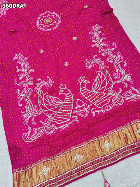 KcPc New Pure Gaji Silk Bandhani Ghatchola Gotapatti Work Bridal Style Dupatta