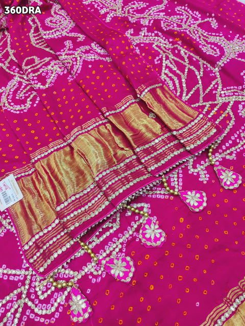 KcPc New Pure Gaji Silk Bandhani Ghatchola Gotapatti Work Bridal Style Dupatta