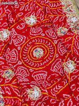 By New Gaji Silk Bandhani Style With Zardoji Work Odhna