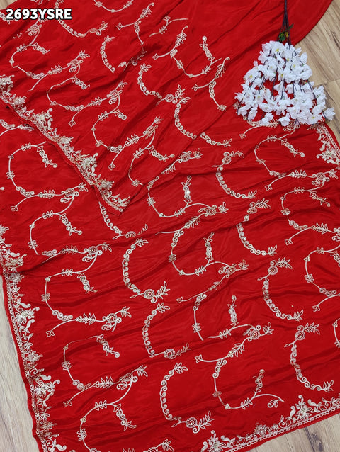 KcPc New Beautiful Ojariya Chinon Traditional with Aari work Saree PDM