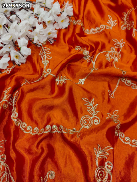 KcPc New Ojariya Chinon Traditional with Aari work Saree PDM