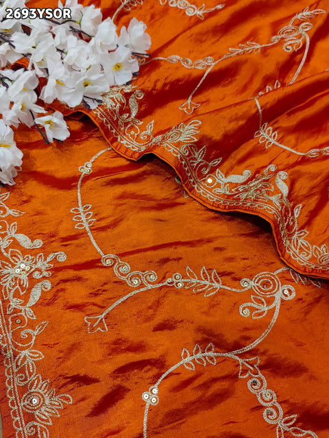 KcPc New Ojariya Chinon Traditional with Aari work Saree PDM