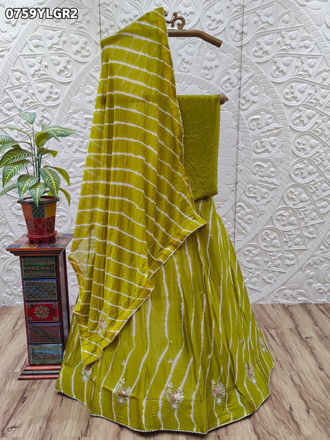 KcPc Leheriya design chinon silk with katdana Gotapatti Handwork Lehenga RAJ