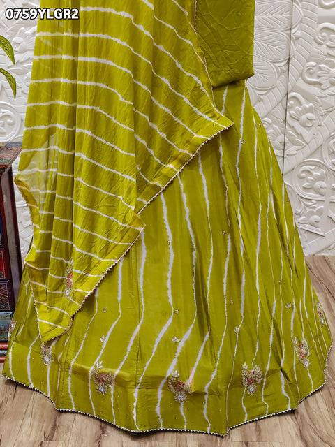 KcPc Leheriya design chinon silk with katdana Gotapatti Handwork Lehenga RAJ