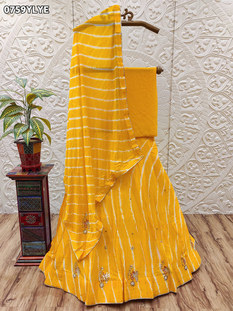 KcPc New Leheriya design chinon silk with katdana Gotapatti Handwork Lehenga RAJ
