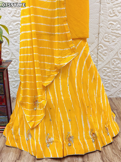 KcPc New Leheriya design chinon silk with katdana Gotapatti Handwork Lehenga RAJ