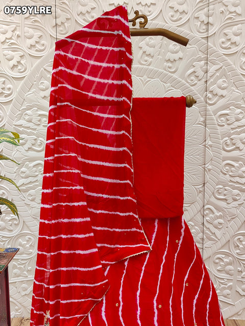 KcPc Leheriya design chinon silk with katdana Gotapatti Handwork Lehenga RAJ