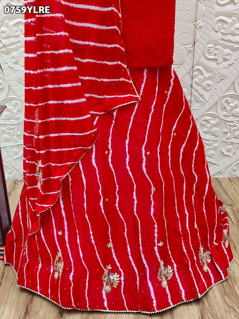 KcPc Leheriya design chinon silk with katdana Gotapatti Handwork Lehenga RAJ