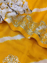 By New Latest Leheriya Style With Gotapatti Work Saree