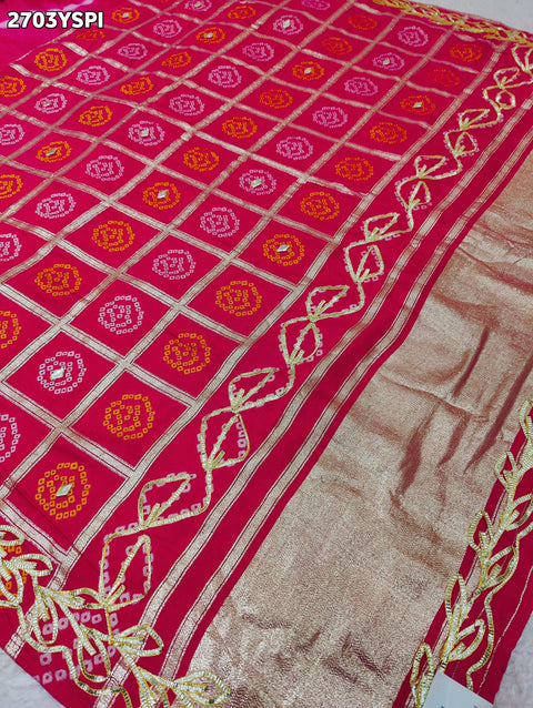 KcPc New Latest Bandhani Style Dola Silk Saree with Gotapatti Work Saree GAN