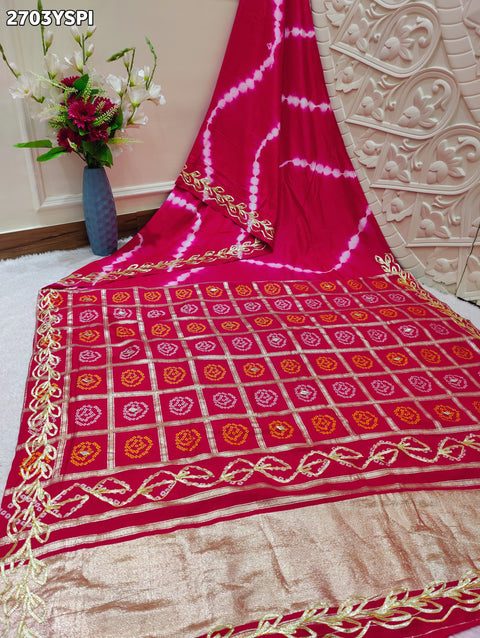 KcPc New Latest Bandhani Style Dola Silk Saree with Gotapatti Work Saree GAN