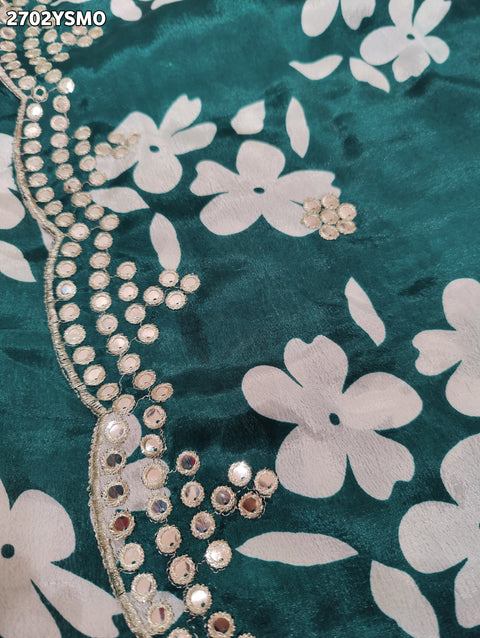 KcPc New Printed Crepe Silk Saree with Embroidery Mirror WorkSaree GAN