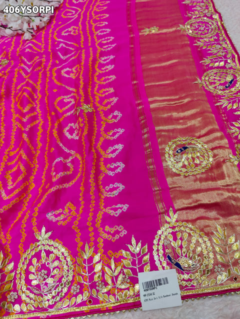 By New Bandhani Saree with Gotapatti Work