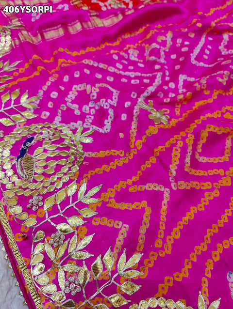 By New Bandhani Saree with Gotapatti Work