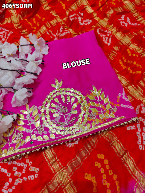 By New Bandhani Saree with Gotapatti Work