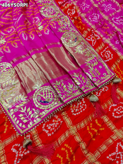 By New Bandhani Saree with Gotapatti Work