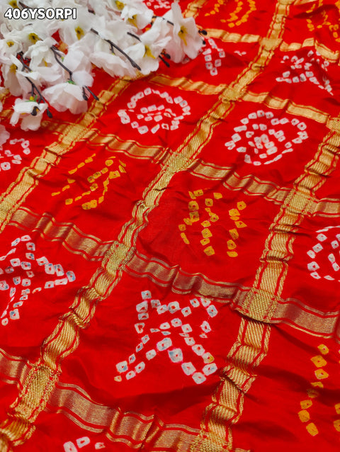 By New Bandhani Saree with Gotapatti Work