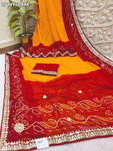 By New Georgette Traditional Style With Gotapatti Work Saree
