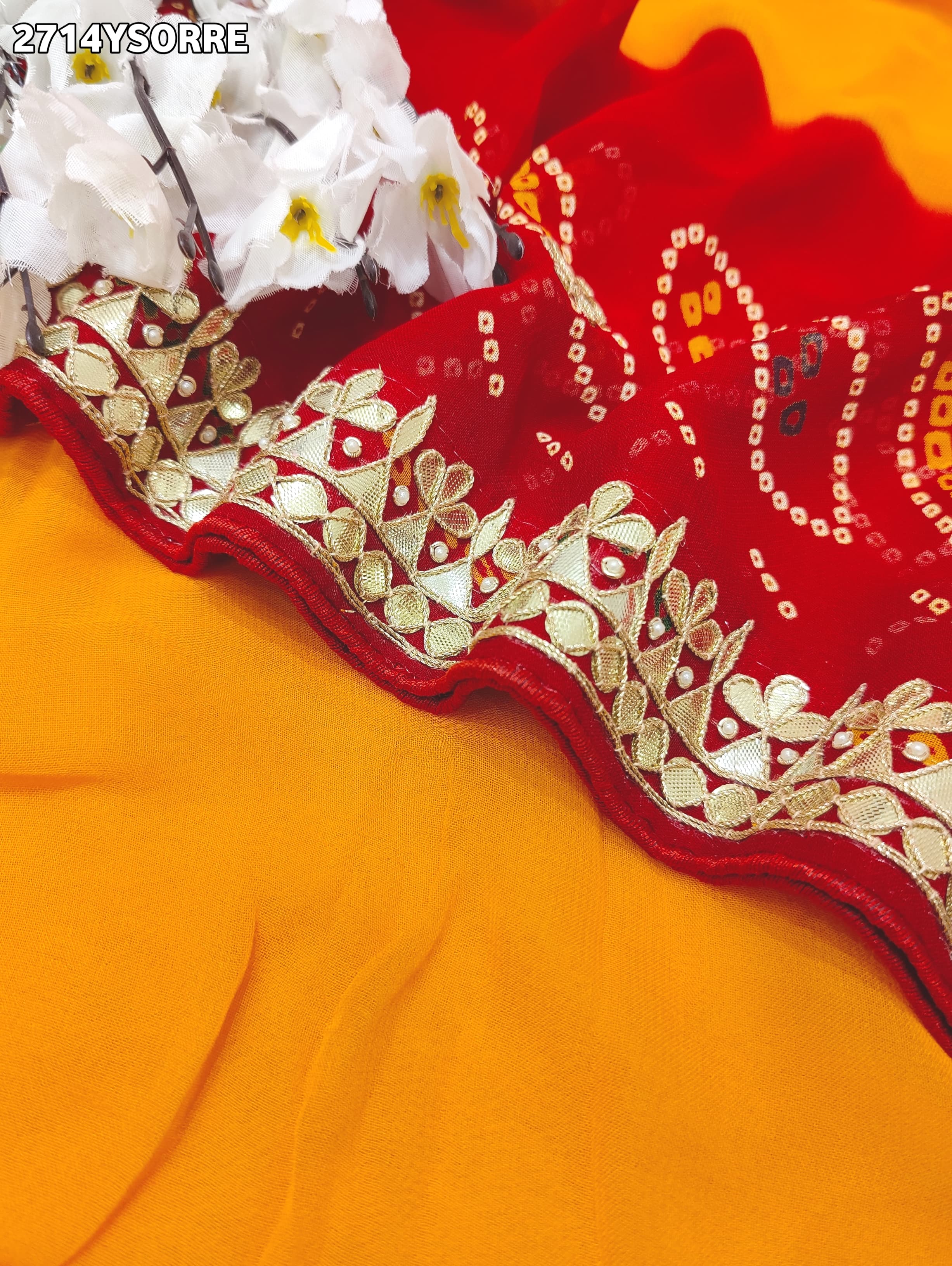 By New Georgette Traditional Style With Gotapatti Work Saree
