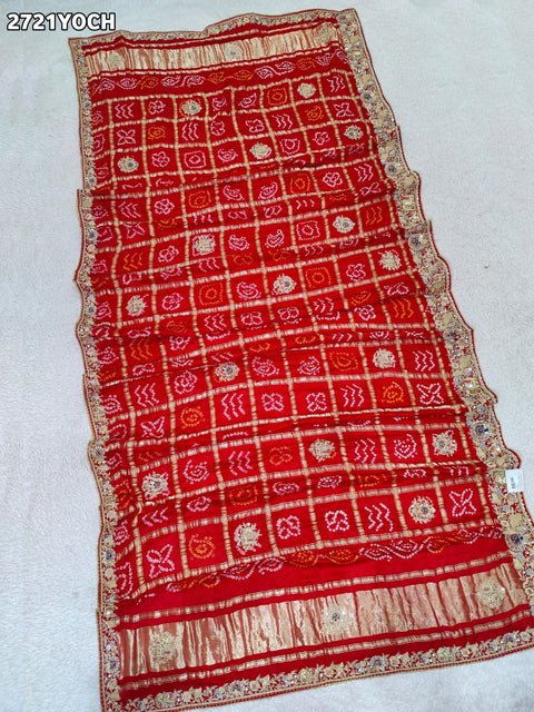 KcPc New Gaji silk Bandhani Style With Zardoji Work Odhna SARANSH