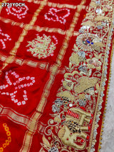 By New Gaji silk Bandhani Style With Zardoji Work Odhna