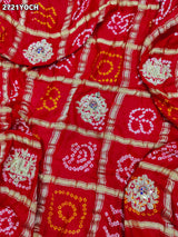 By New Gaji silk Bandhani Style With Zardoji Work Odhna