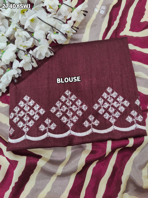 KcPc New Crepe Silk Zig zag Style With Kashida Tari Work Saree ASH