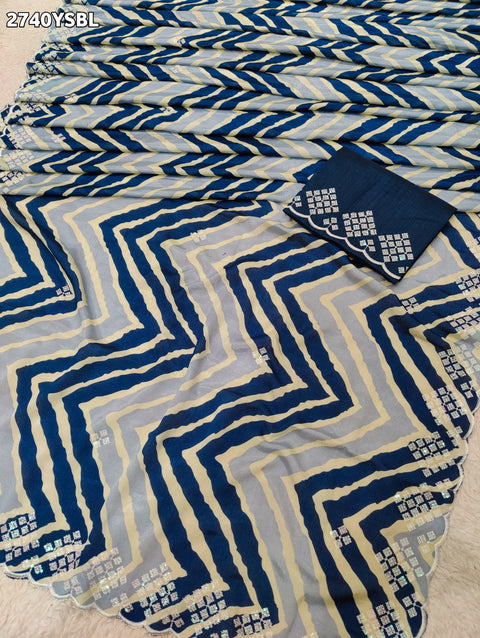 KcPc New Latest Crepe Silk Zig zag Style With Kashida Tari Work Saree ASH