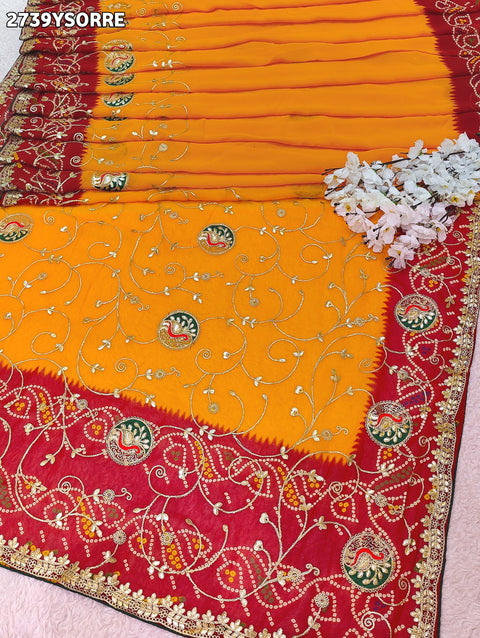KcPc New Chiffon Bandhani Style With Gotapatti Work Saree PDM