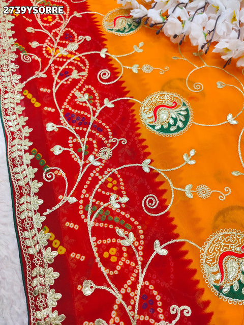 KcPc New Chiffon Bandhani Style With Gotapatti Work Saree PDM