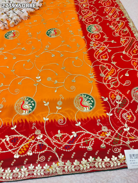 KcPc New Chiffon Bandhani Style With Gotapatti Work Saree PDM